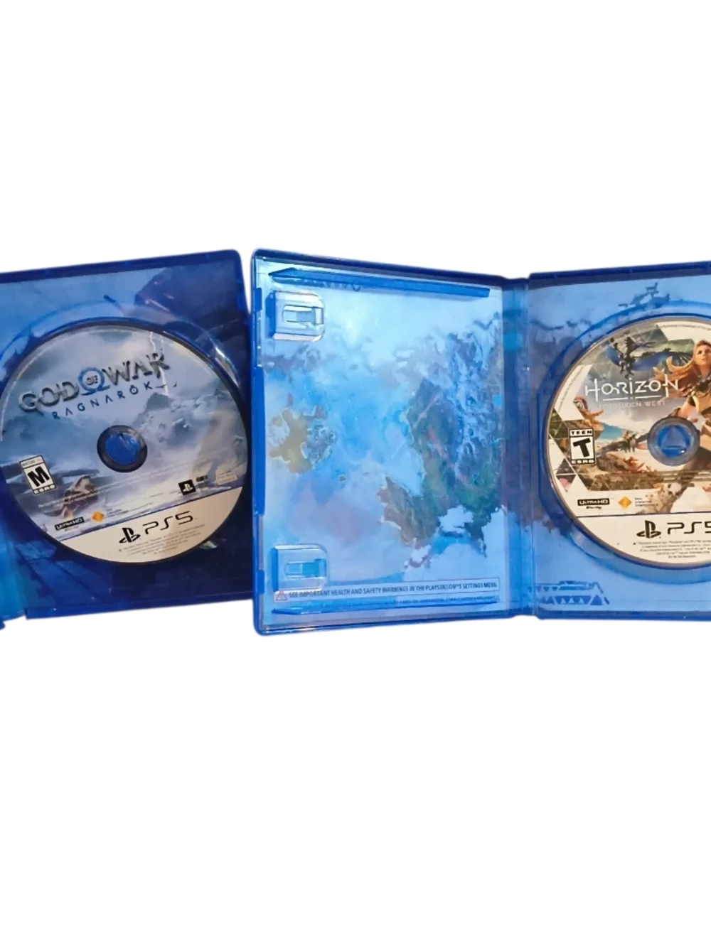 Sony PS5 Horizon Forbidden West & God of War Ragnarok Game Bundle - Blue Cases
